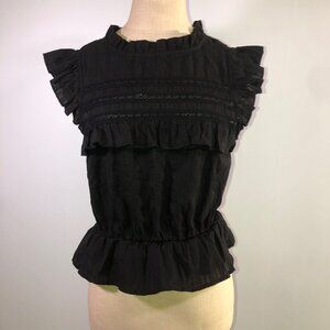 GB Black sleeveless ruffle blouse top XS- NWT- Dillards